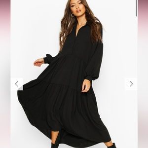New Boohoo Oversized Tiered Maxi Shirt Dress